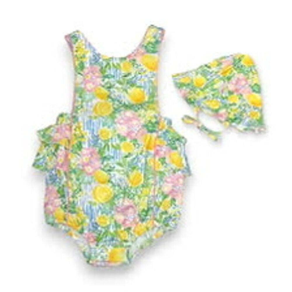 Marco & Lizzy Positano Baby Girl Sun Bubble and Sun Hat NWT 6mo